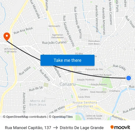 Rua Manoel Capitão, 137 to Distrito De Lage Grande map
