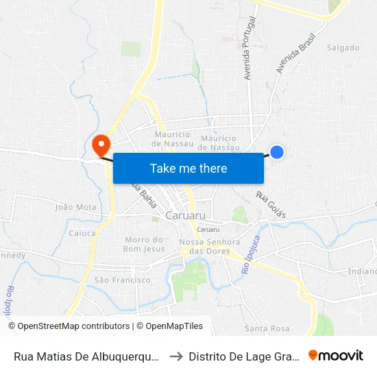 Rua Matias De Albuquerque, 45 to Distrito De Lage Grande map