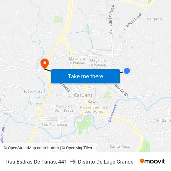 Rua Esdras De Farias, 441 to Distrito De Lage Grande map