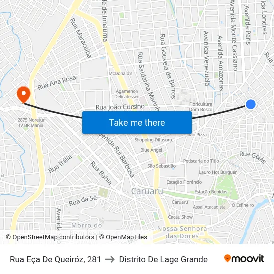 Rua Eça De Queiróz, 281 to Distrito De Lage Grande map