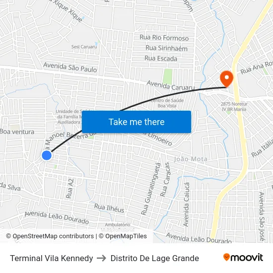 Terminal Vila Kennedy to Distrito De Lage Grande map