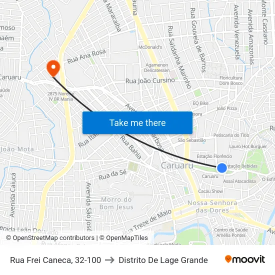 Rua Frei Caneca, 32-100 to Distrito De Lage Grande map
