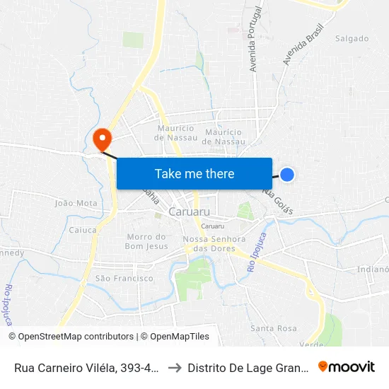 Rua Carneiro Viléla, 393-421 to Distrito De Lage Grande map