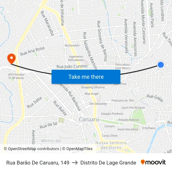 Rua Barão De Caruaru, 149 to Distrito De Lage Grande map