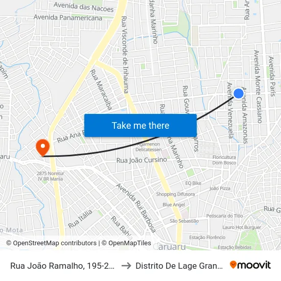 Rua João Ramalho, 195-257 to Distrito De Lage Grande map
