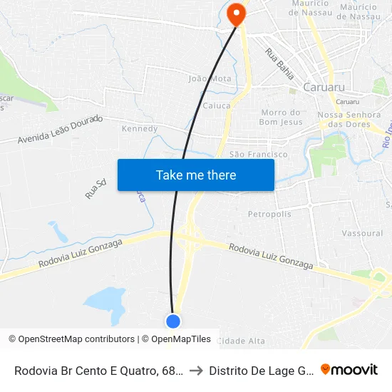 Rodovia Br Cento E Quatro, 68 | Ceaca to Distrito De Lage Grande map