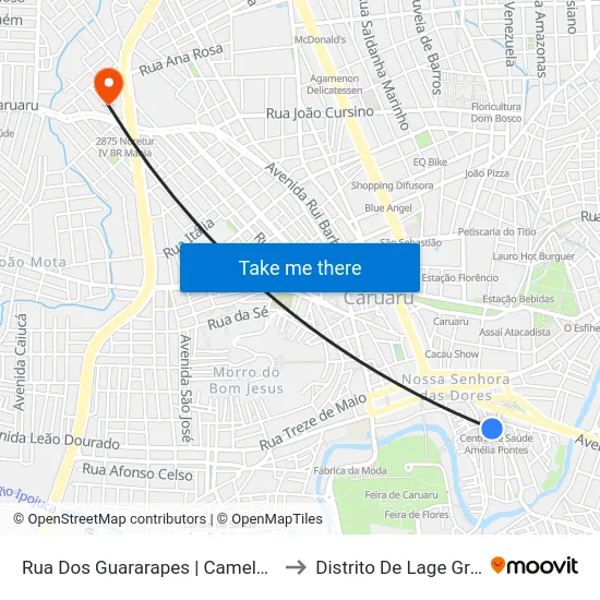 Rua Dos Guararapes | Camelódromo to Distrito De Lage Grande map