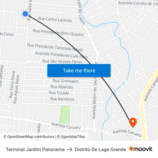 Terminal Jardim Panorama to Distrito De Lage Grande map