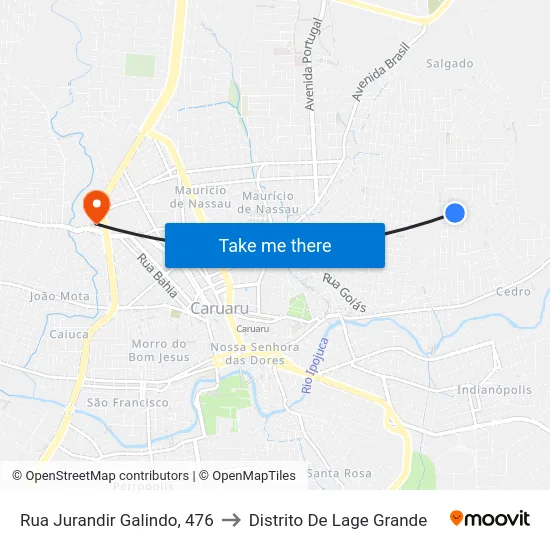 Rua Jurandir Galindo, 476 to Distrito De Lage Grande map