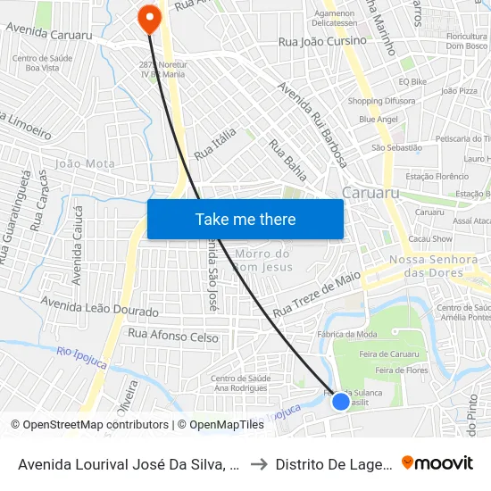 Avenida Lourival José Da Silva, 740 - Caruaru to Distrito De Lage Grande map