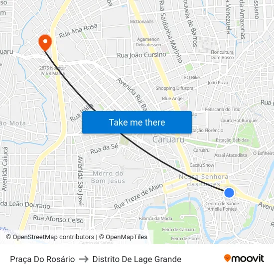 Praça Do Rosário to Distrito De Lage Grande map