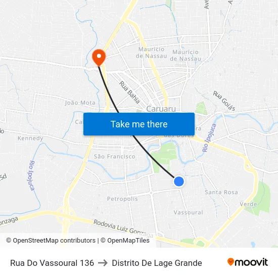 Rua Do Vassoural 136 to Distrito De Lage Grande map