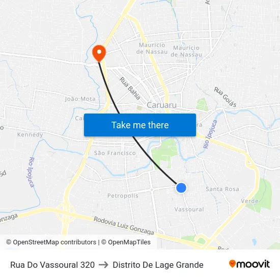 Rua Do Vassoural 320 to Distrito De Lage Grande map