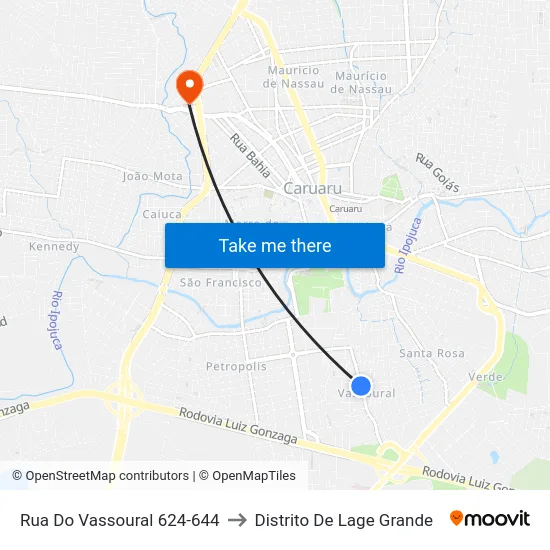 Rua Do Vassoural 624-644 to Distrito De Lage Grande map