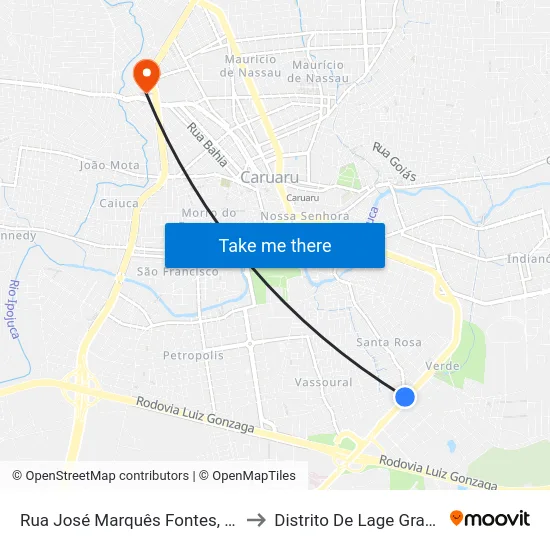 Rua José Marquês Fontes, S/N to Distrito De Lage Grande map