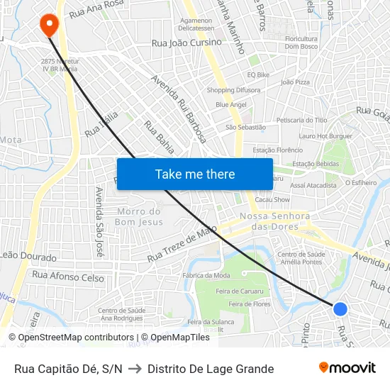 Rua Capitão Dé, S/N to Distrito De Lage Grande map