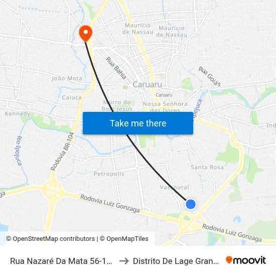 Rua Nazaré Da Mata 56-126 to Distrito De Lage Grande map