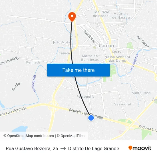 Rua Gustavo Bezerra, 25 to Distrito De Lage Grande map
