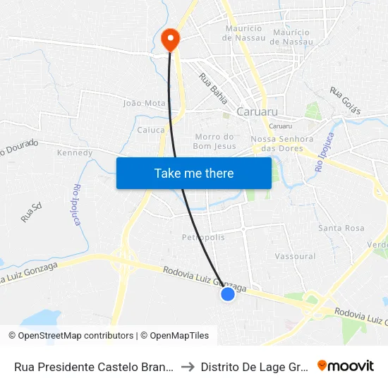 Rua Presidente Castelo Branco, 60 to Distrito De Lage Grande map