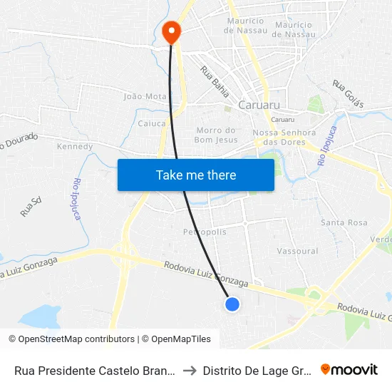 Rua Presidente Castelo Branco, 80 to Distrito De Lage Grande map