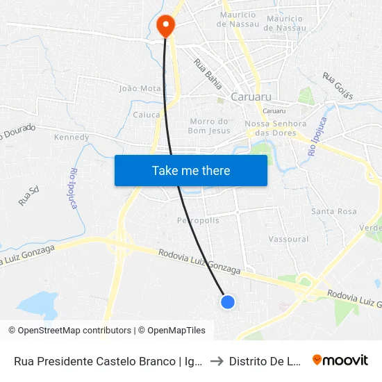 Rua Presidente Castelo Branco | Igreja De Santa Terezinha to Distrito De Lage Grande map