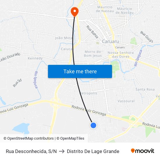 Rua Desconhecida, S/N to Distrito De Lage Grande map