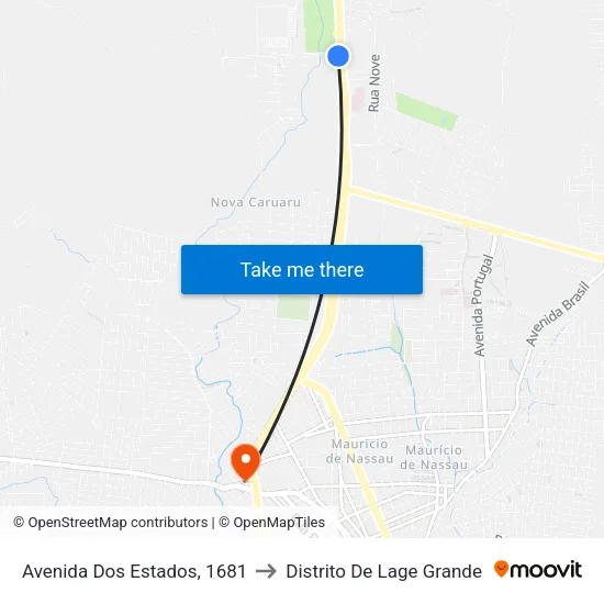 Avenida Dos Estados, 1681 to Distrito De Lage Grande map