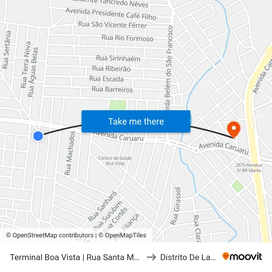 Terminal Boa Vista | Rua Santa Maria Da Boa Vista, 75 to Distrito De Lage Grande map
