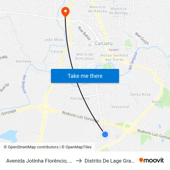 Avenida Jotinha Florêncio, 155 to Distrito De Lage Grande map