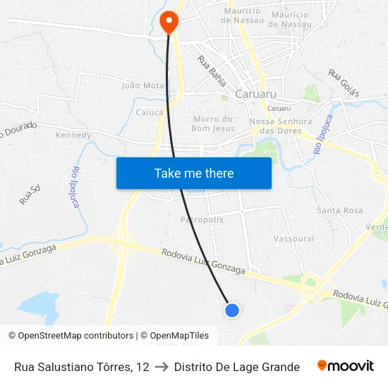 Rua Salustiano Tôrres, 12 to Distrito De Lage Grande map