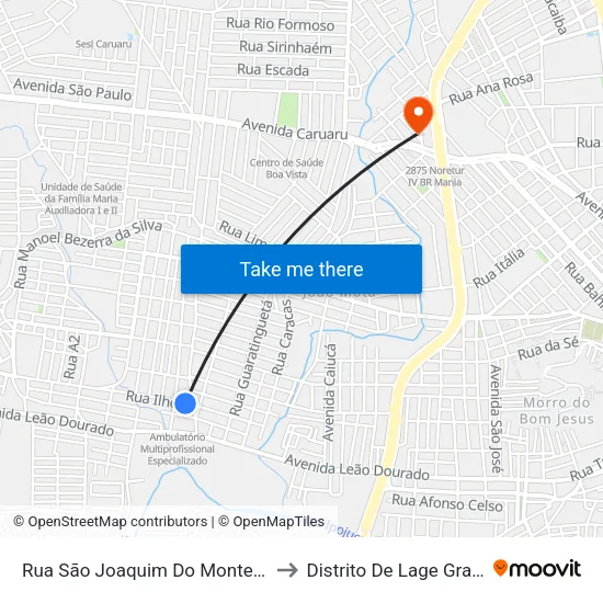 Rua Ilhéus, 42 - Caruaru to Distrito De Lage Grande map