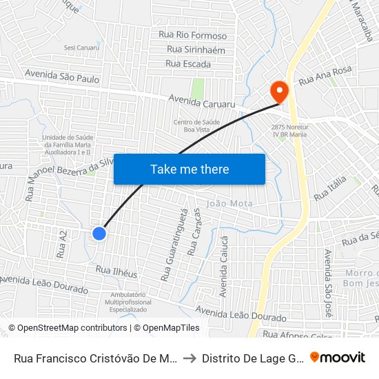 Rua Francisco Cristóvão De Melo, 304 to Distrito De Lage Grande map