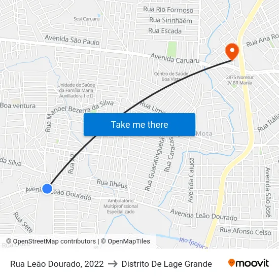 Rua Leão Dourado, 2022 to Distrito De Lage Grande map