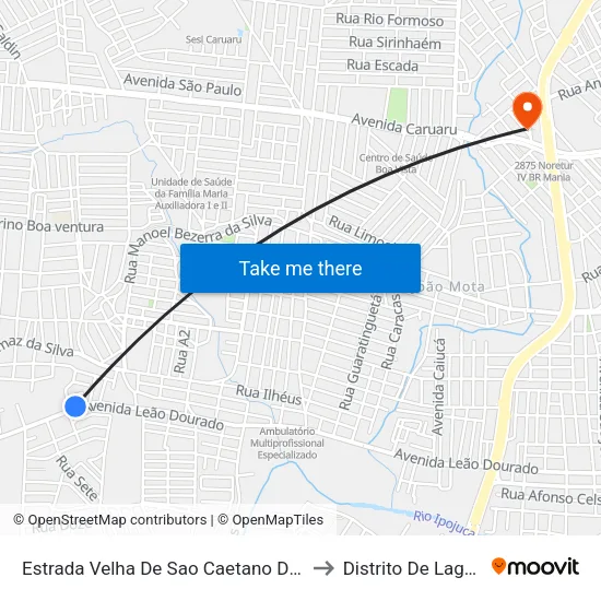 Estrada Velha De Sao Caetano Dist Indust, 2218 to Distrito De Lage Grande map