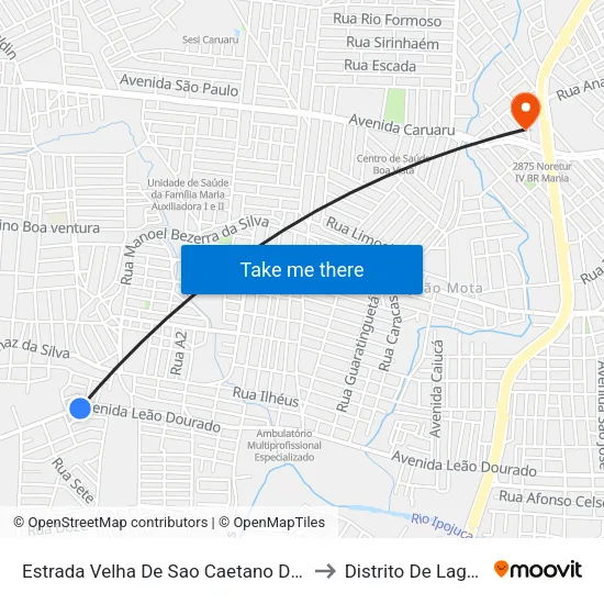 Estrada Velha De Sao Caetano Dist Indust, 2100 to Distrito De Lage Grande map