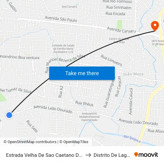 Estrada Velha De Sao Caetano Dist Indust, 2100 to Distrito De Lage Grande map