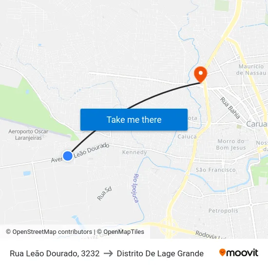 Rua Leão Dourado, 3232 to Distrito De Lage Grande map
