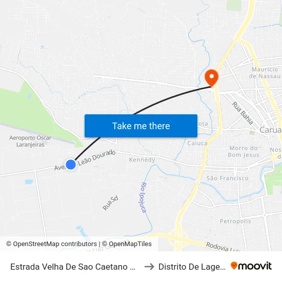 Estrada Velha De Sao Caetano Dist Indust, 54 to Distrito De Lage Grande map