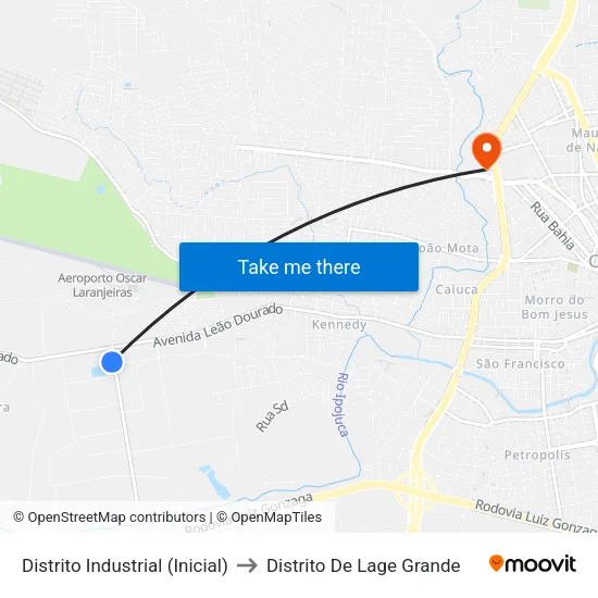 Distrito Industrial (Inicial) to Distrito De Lage Grande map
