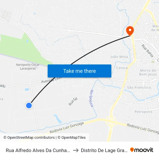Rua Alfredo Alves Da Cunha, 276 to Distrito De Lage Grande map