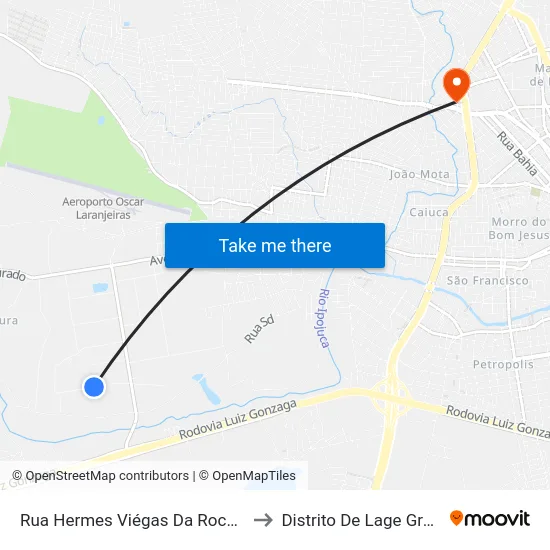 Rua Hermes Viégas Da Rocha, 35 to Distrito De Lage Grande map