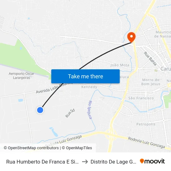 Rua Humberto De Franca E Silva, 304 to Distrito De Lage Grande map