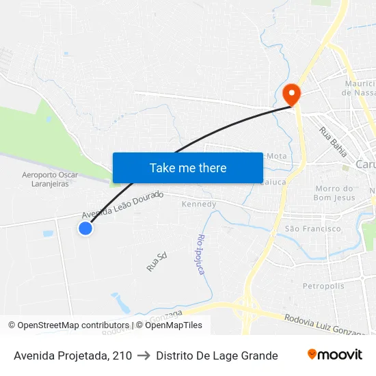 Avenida Projetada, 210 to Distrito De Lage Grande map