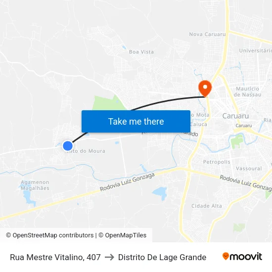 Rua Mestre Vitalino, 407 to Distrito De Lage Grande map