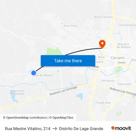 Rua Mestre Vitalino, 214 to Distrito De Lage Grande map