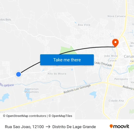 Rua Sao Joao, 12100 to Distrito De Lage Grande map
