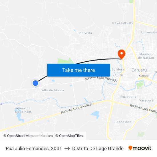 Rua Julio Fernandes, 2001 to Distrito De Lage Grande map