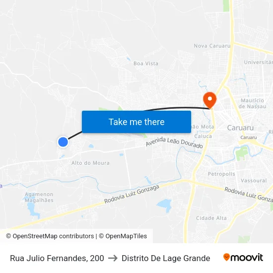 Rua Julio Fernandes, 200 to Distrito De Lage Grande map