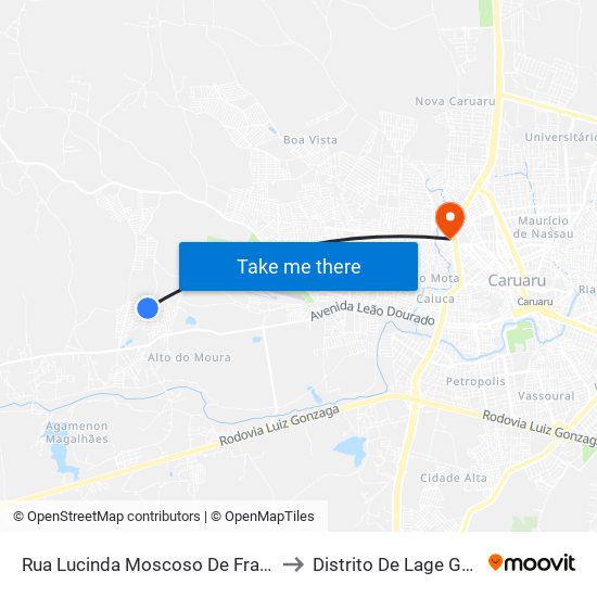 Rua Lucinda Moscoso De França, 94 to Distrito De Lage Grande map