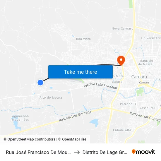 Rua José Francisco De Moura, 99 to Distrito De Lage Grande map